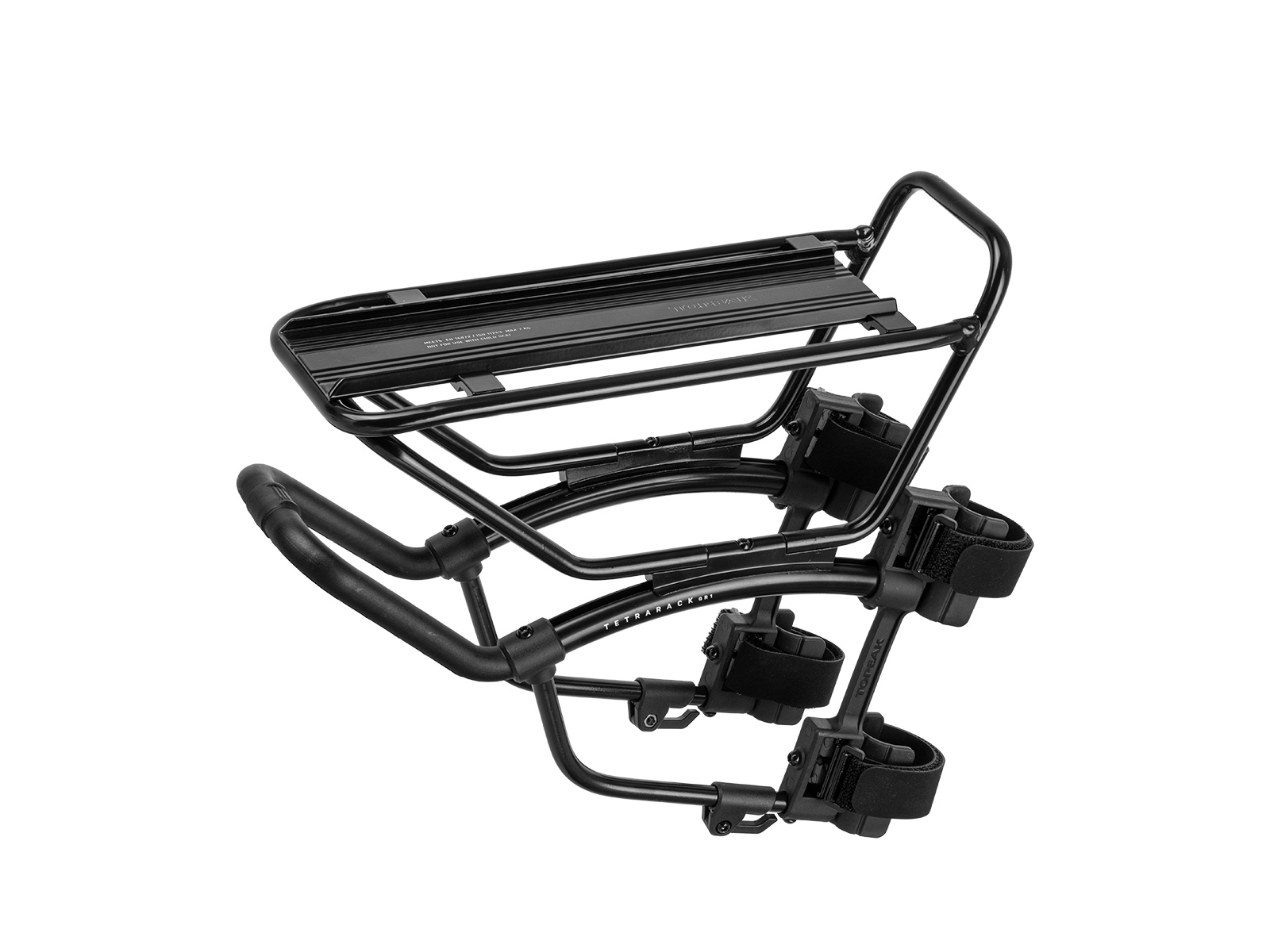 Topeak Gepäckträger für Vorne, Modell TetraRack GR1 für Gravel und Roadbikes in schwarz, Ansicht von schräg oben
