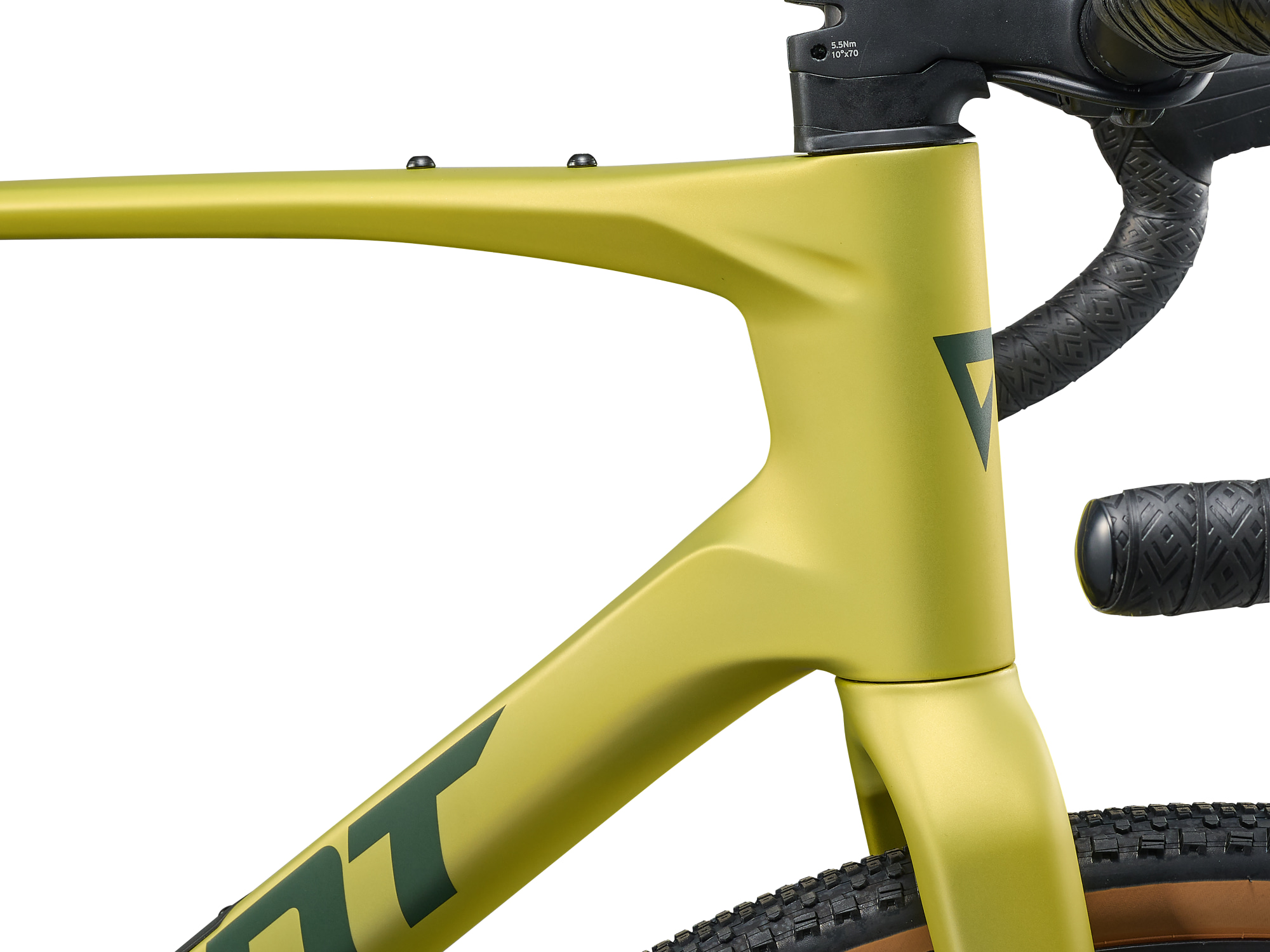 Giant Revolt Advanced PRO 0 Gravelbike aus Carbon in lime-grün, Detailansicht Steuerkopf
