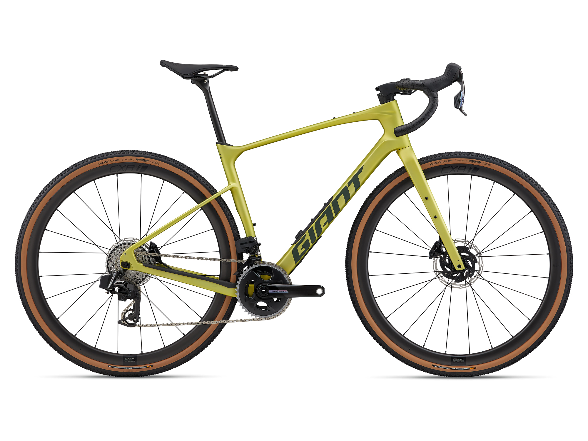 Vélo gravel Giant Revolt Advanced Pro 0 en jaune citron, vue côté droit
