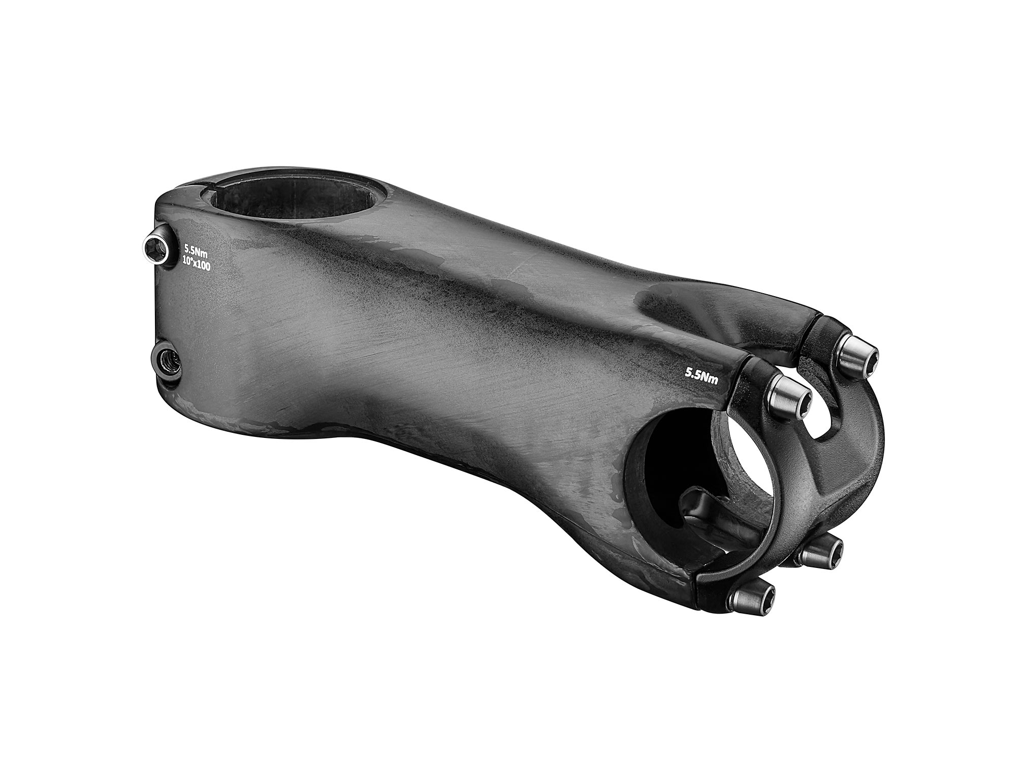 Giant Contact SLR OD2 Carbon-Vorbau in Schwarz, leichter und aerodynamisch geformter Rennradvorbau aus Carbon mit integrierter Vorbaukappe und Schrauben für Lenkerklemmung.