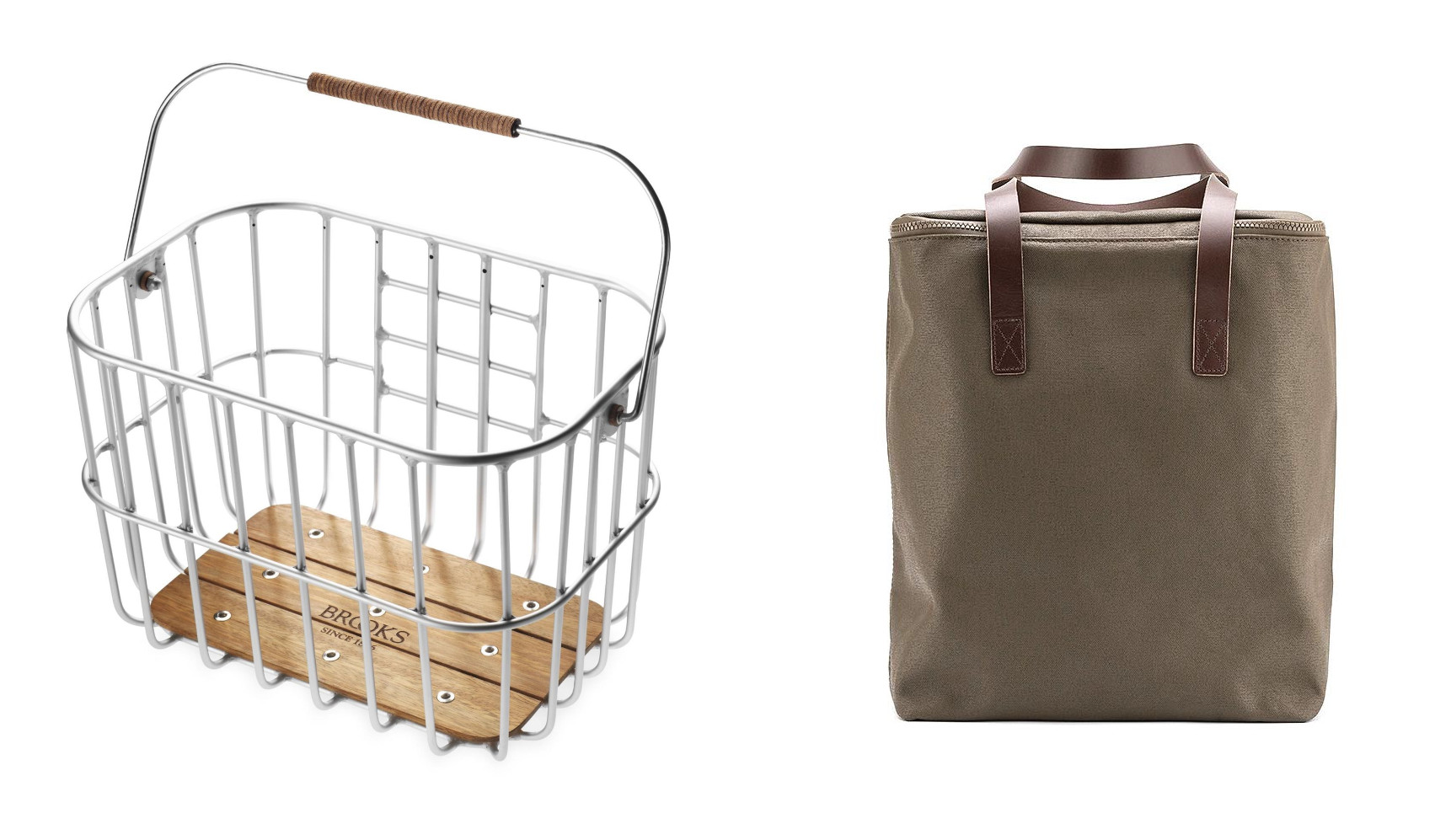Panier de guidon Brooks Hoxton en aluminium avec fond en bois / sac fourre-tout Brooks Camden en toile de coton robuste