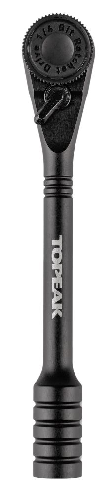 Topeak Ratchet Toolbar, schwarze Mini-Ratsche Anischt von oben mit Daumenschalter