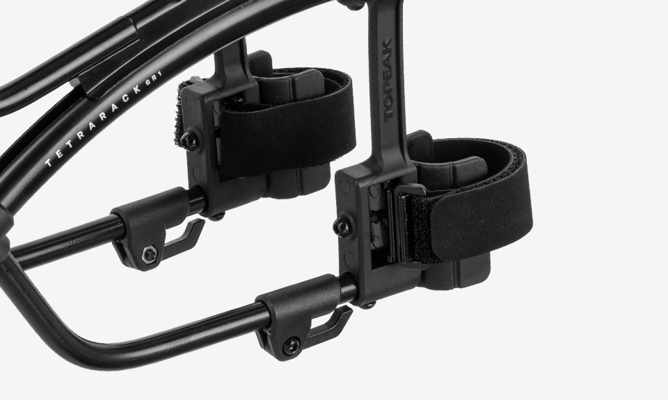 Topeak TetraRack GR1 Gepäckträger für Vorne in schwarz,Detailansicht der Strap-Halterung