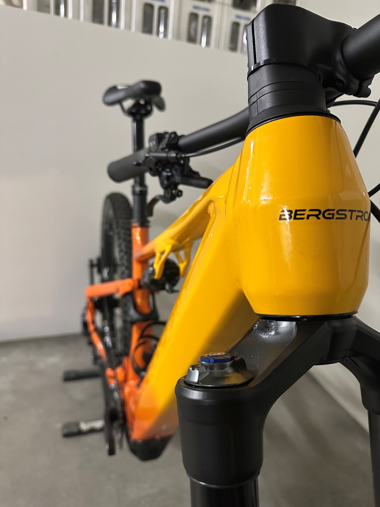 Bergstrom Flow 1 E-MTB in sunset glanz,  Ausstellungsstück front