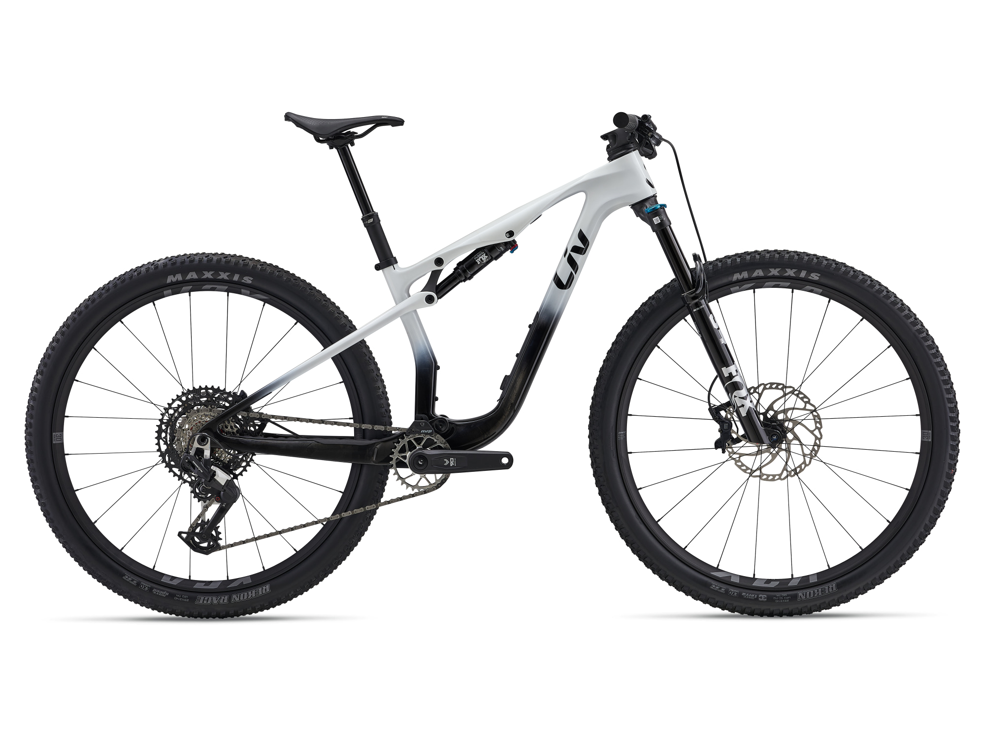 Liv Pique X Advanced SL 2 Mountainbike in Weiss mit Vollfederung und 29-Zoll-Laufrädern.