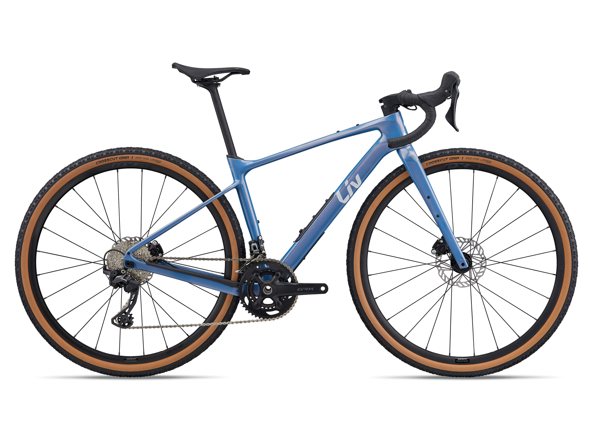 Vélo gravel carbone Liv Devote Advanced 2 en bleu clair, vue côté droit