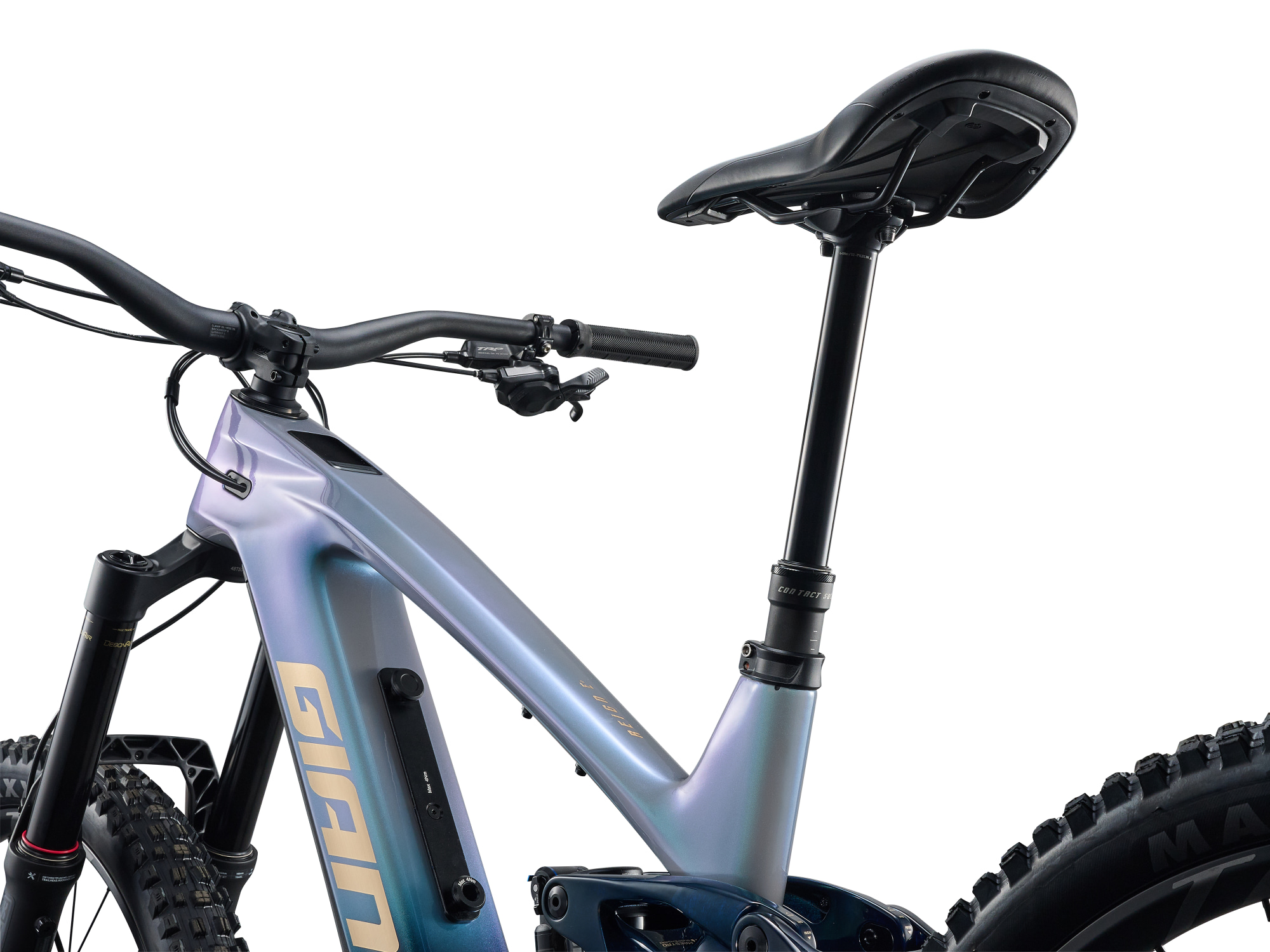 Giant Reign Advanced E+ 2 E-MTB in Prismatic Haze mit absenkbarer Sattelstütze und Rahmendesign