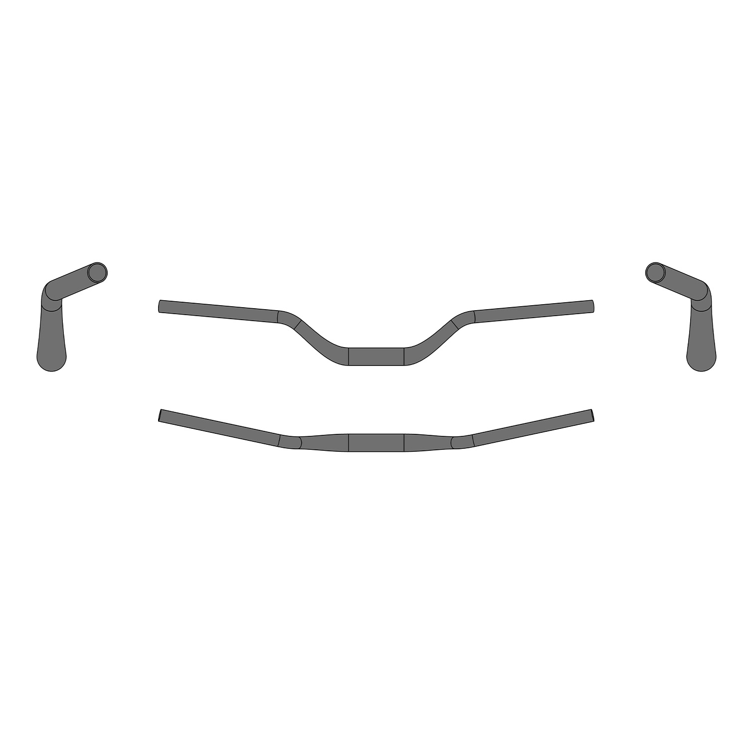 Ergotec Lenker Riser Bar 70 in schwarz, technische Zeichnung