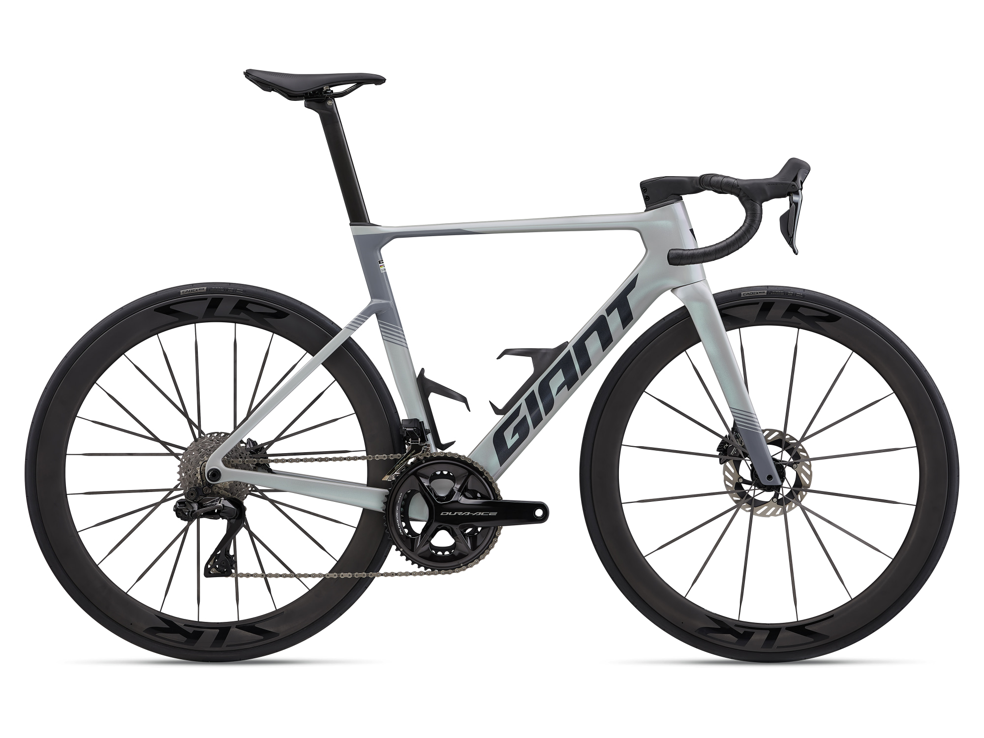 Vélo route aéro carbone Giant Propel Advanced Pro DA en gris (supernova grey), vue côté transmission (droit)