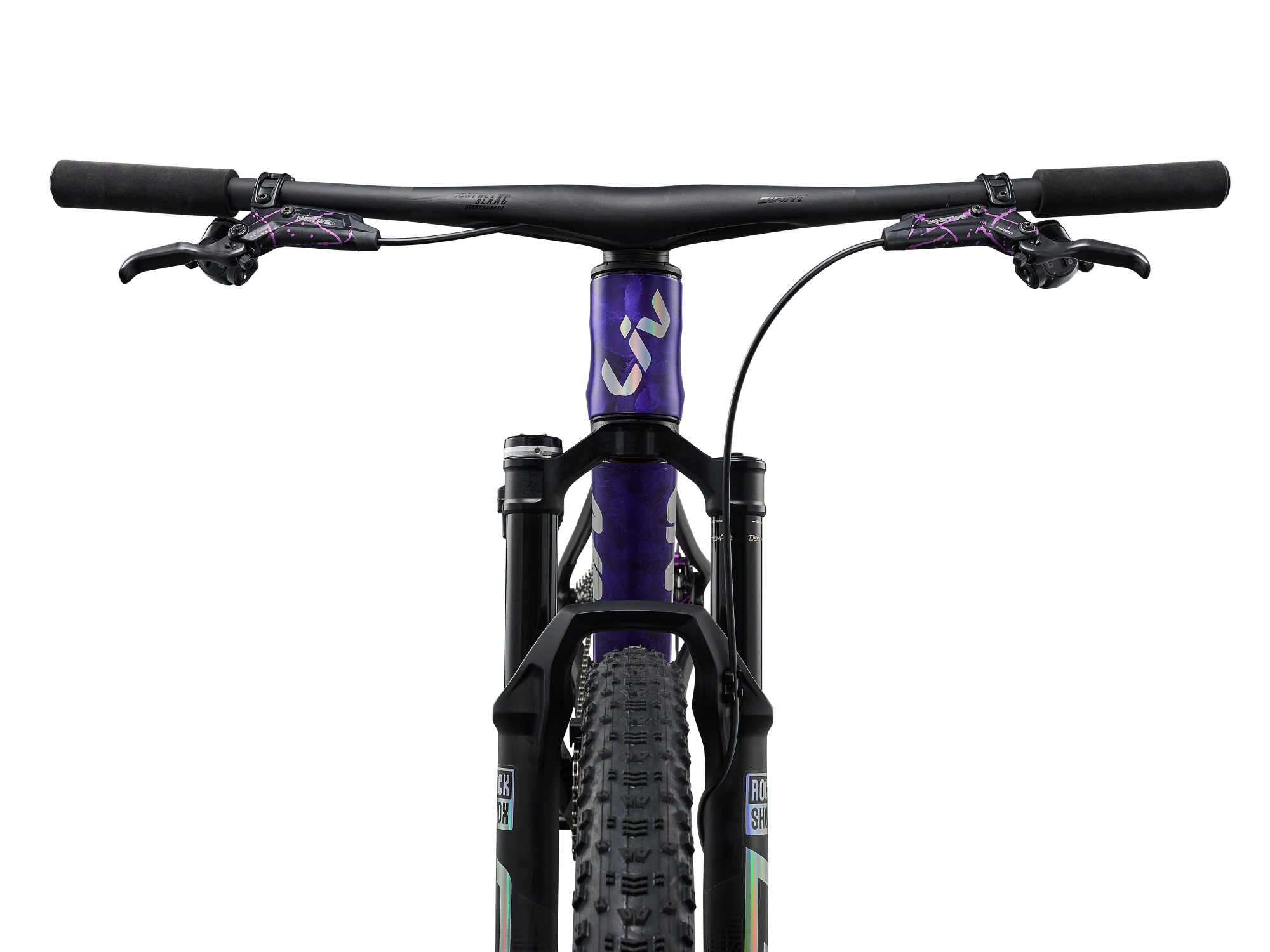 Liv Pique Advanced SL SE Cockpitansicht mit breitem Lenker und RockShox Federgabel