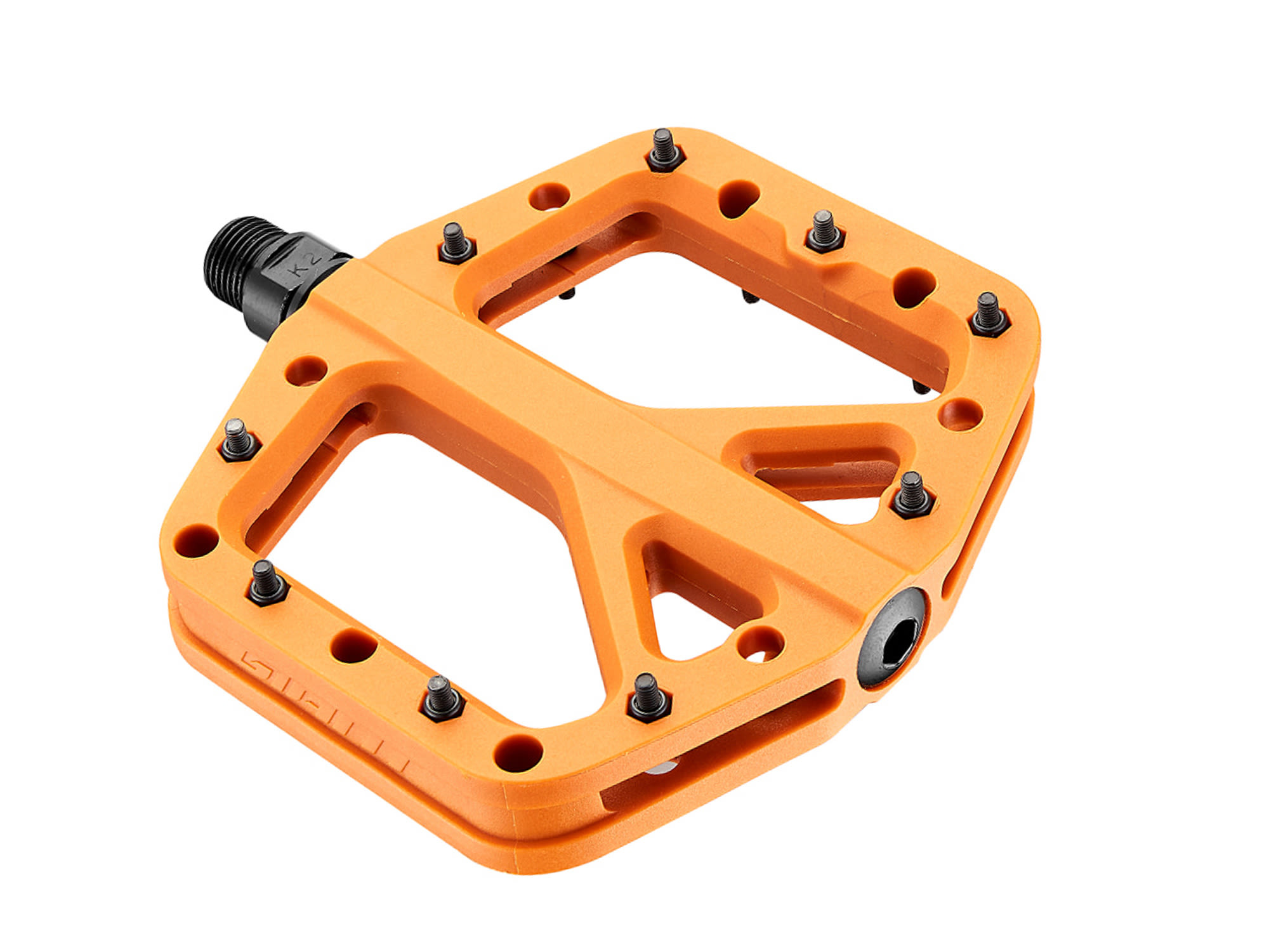 Giant Pinner Elite Flat Pedal in Solar Flare mit breiter Plattform und austauschbaren Pins.