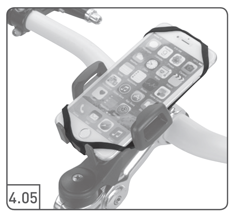 grafische Darstellung einer am Vorbau montierten ergotec Handyhalterung