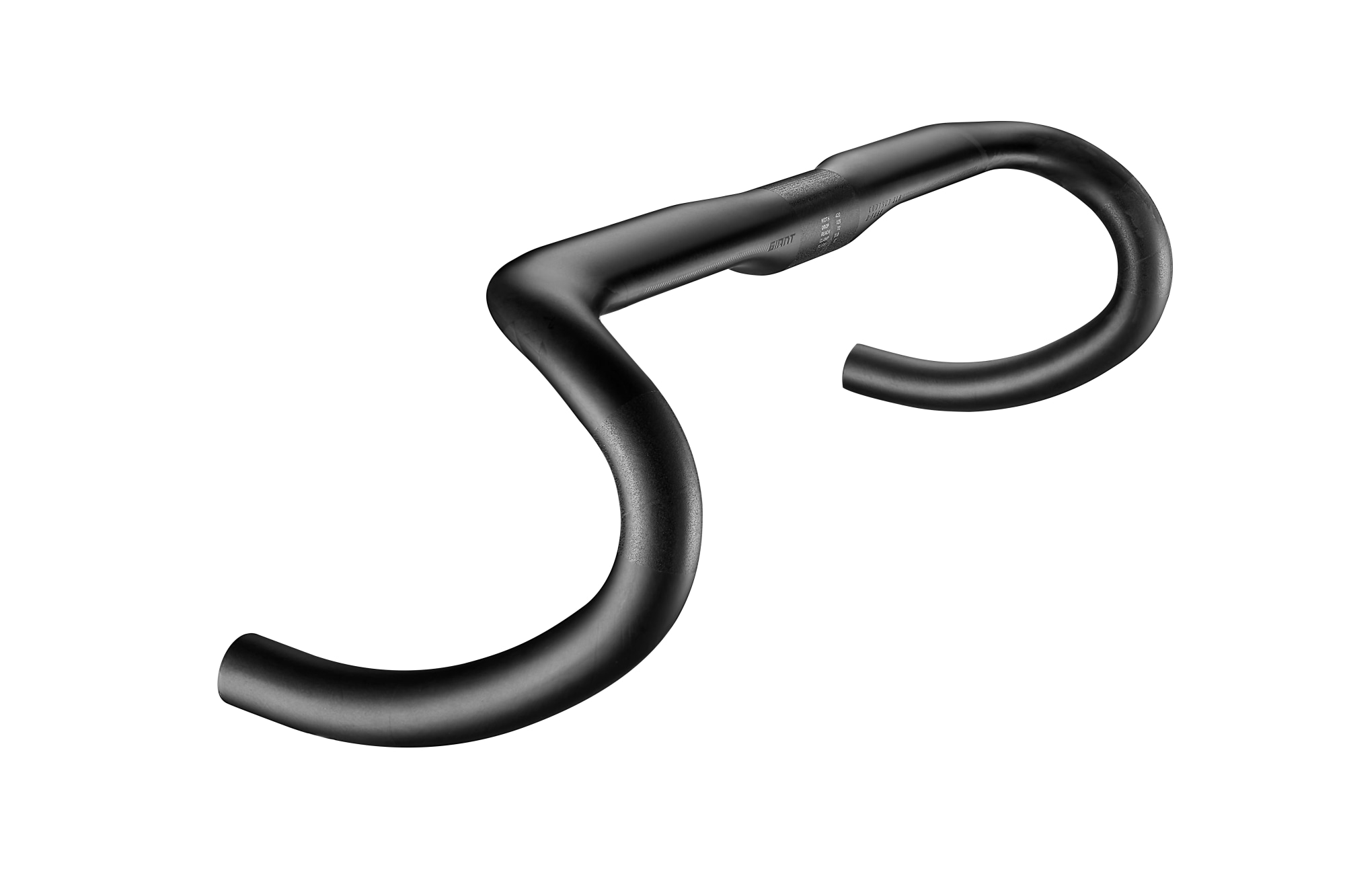 Schrägansicht des Giant Contact SLR Carbonlenkers in Schwarz mit ergonomisch geformten Drops.