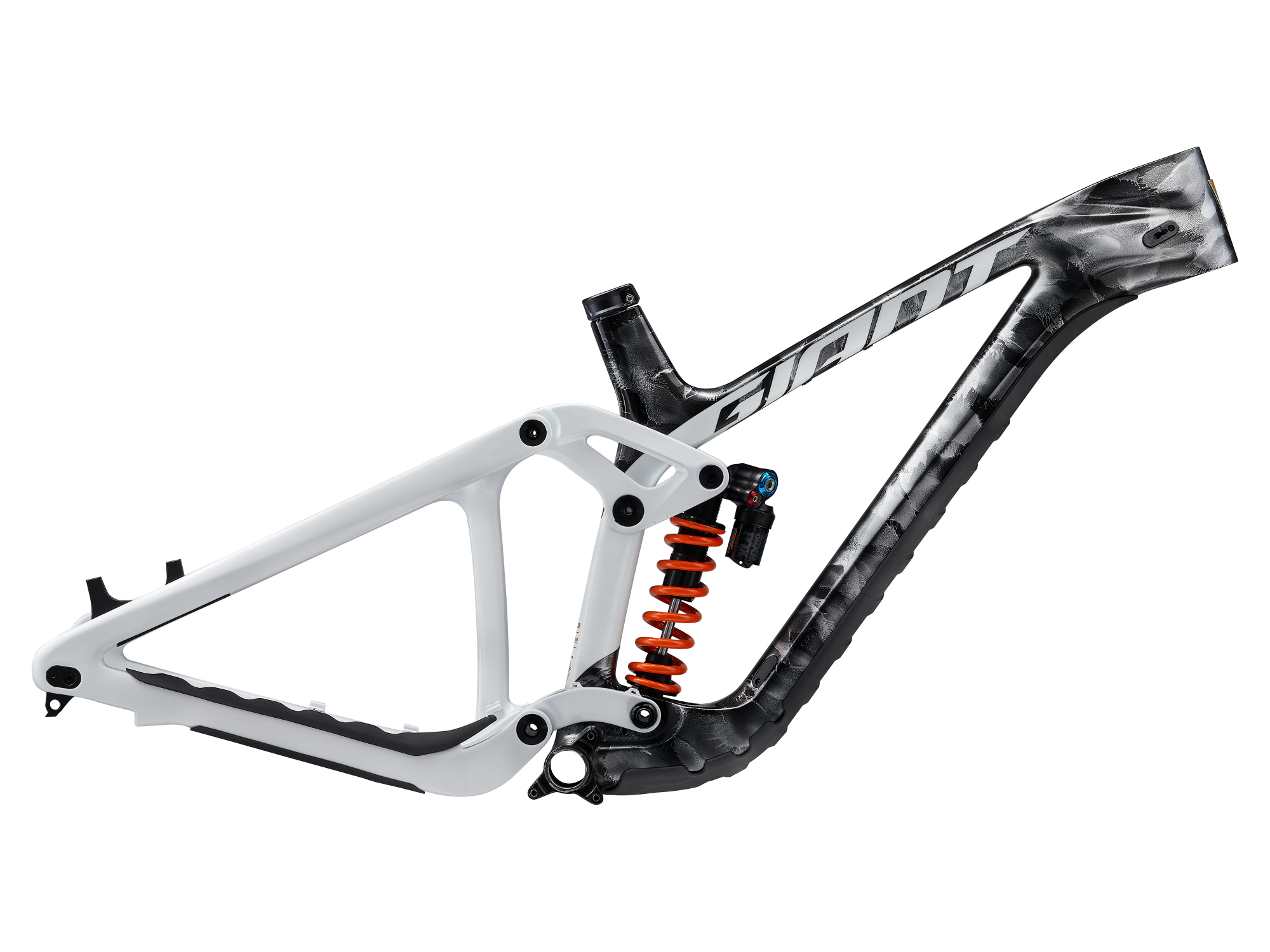 Giant Glory Advanced Frameset in Quarry, Gesamtansicht Downhill-Rahmen mit Carbon-Finish.