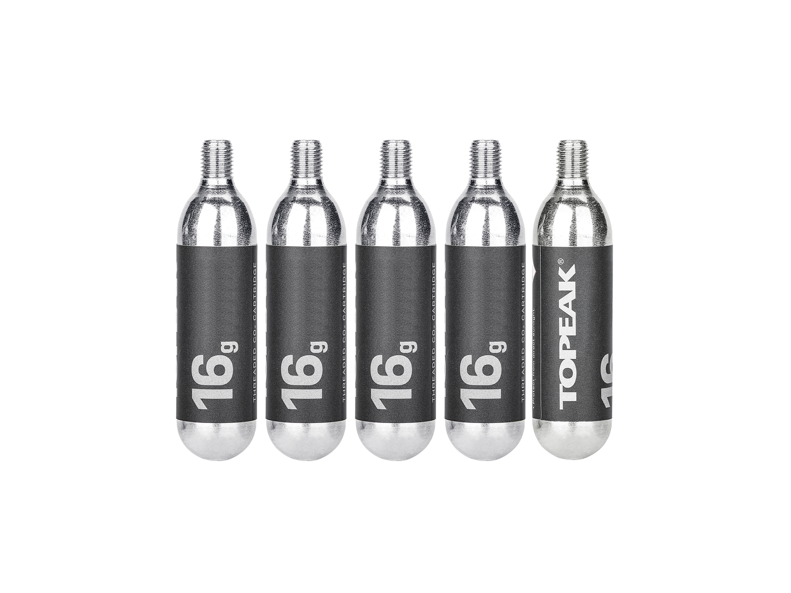 Cartouches CO2 Topeak 16gr filetées (5 pièces)