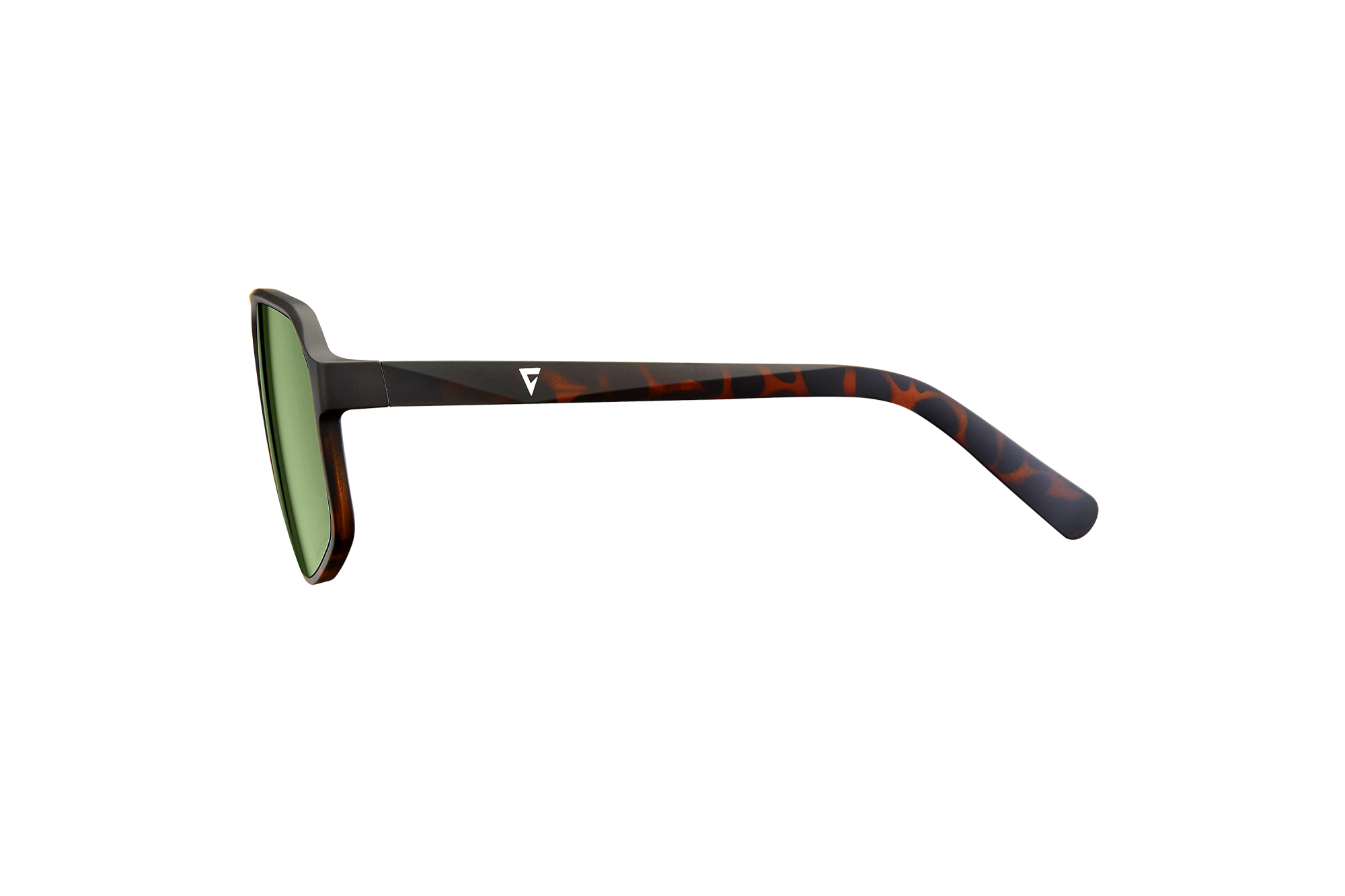 Giant Yuma Brille in Tortoise mit grünem Glas in Seitenansicht.