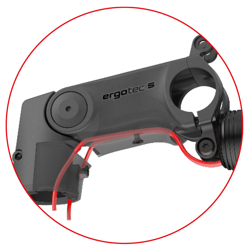 Ergotec Sepia Ahead 50 XL Fi Fahrradvorbau – winkelverstellbarer Ahead-Vorbau mit integrierter Kabelführung und Faceplate-Kompatibilität, Safety Level 5 mit innen verlegten Zügen