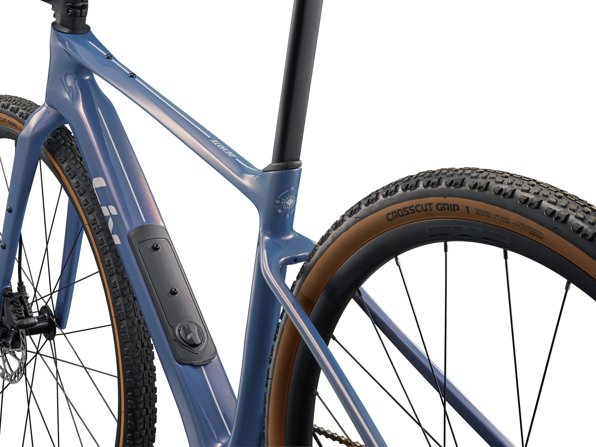 Vélo gravel carbone Liv Devote Advanced 2, détail compartiment dans tube diagonal