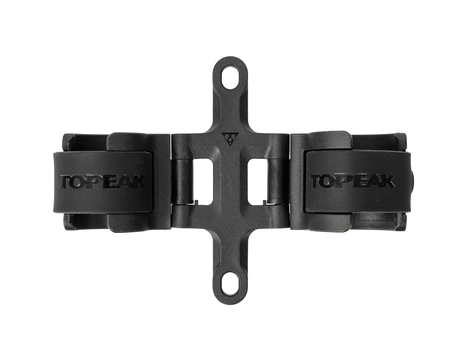 Nahaufnahme des Topeak Cage Side Mount Halters mit zwei Befestigungsclips für Pumpen oder Zubehör.