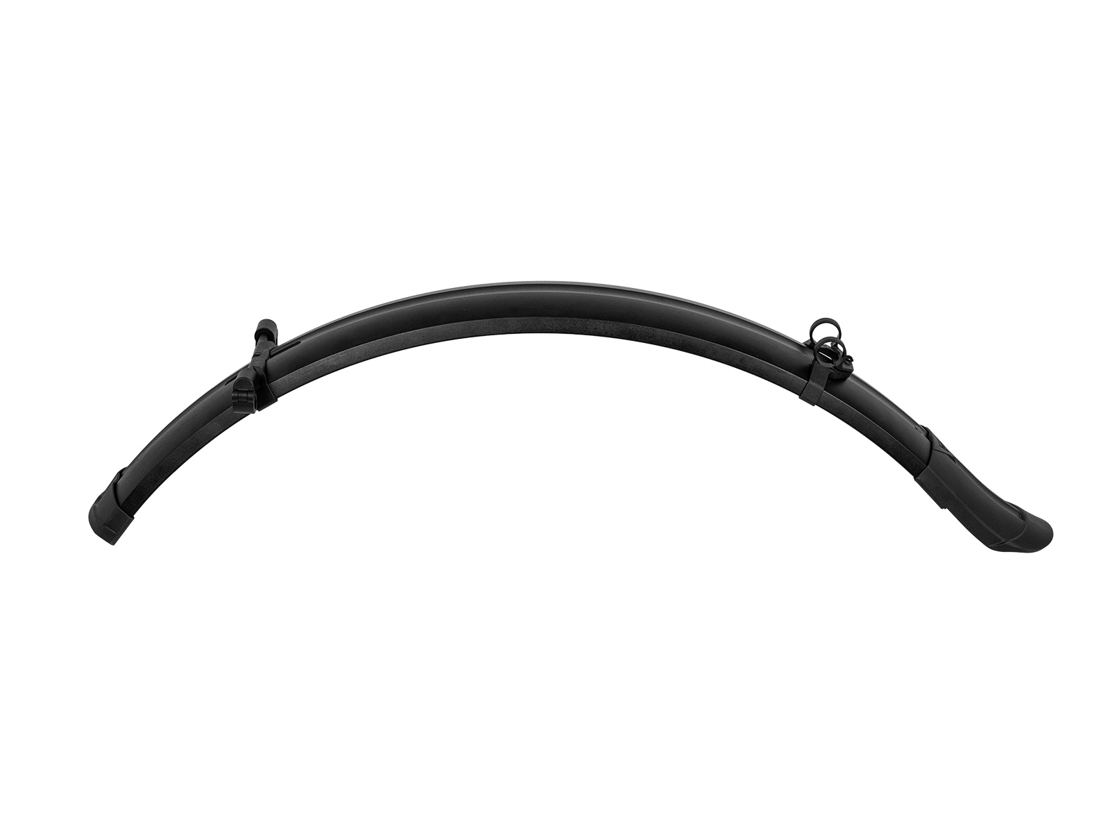 Topeak TetraRack Full Fender M2 Hinterrad-Schutzblech in Schwarz, gebogene Form mit Befestigungspunkten.