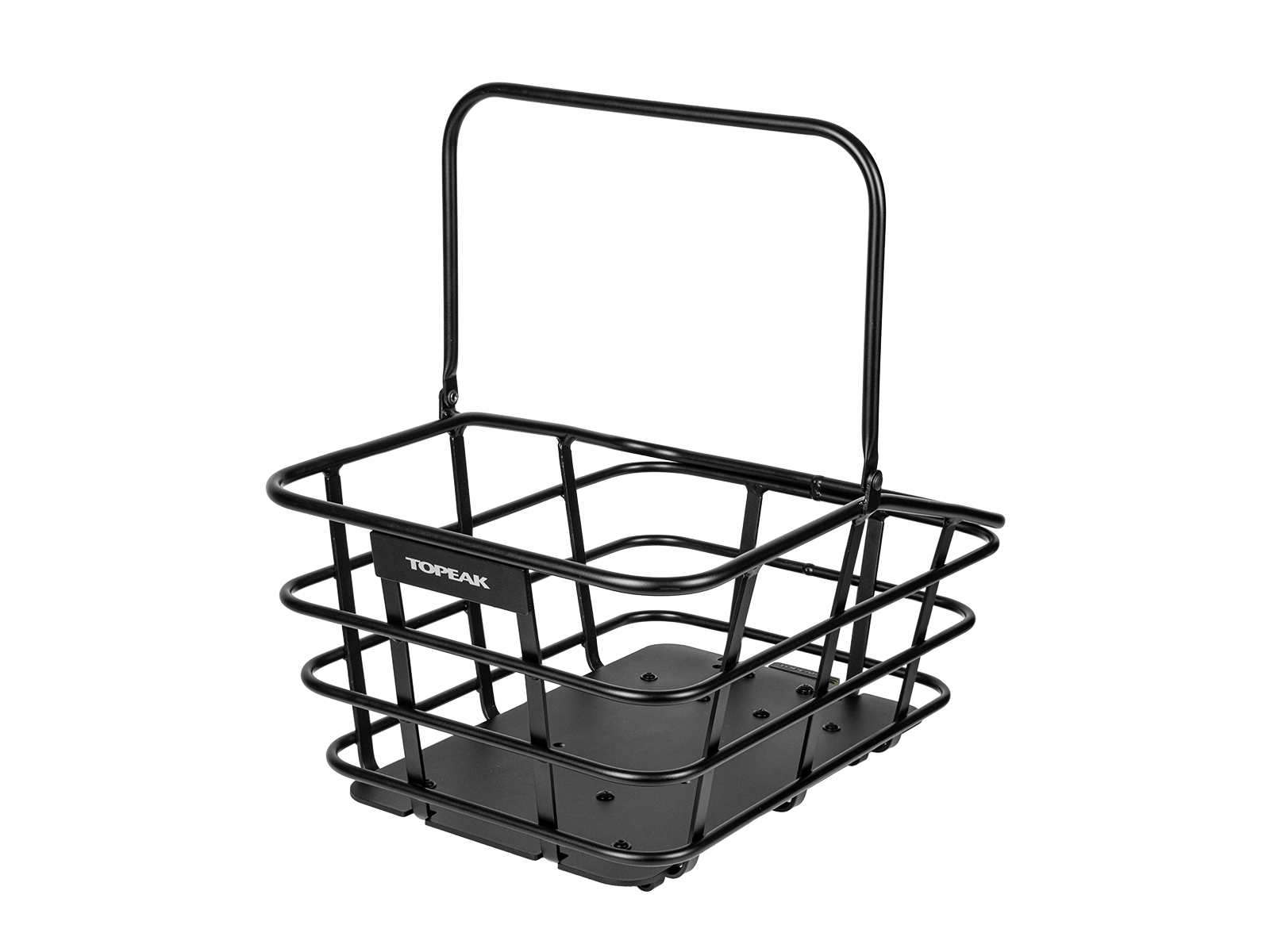 Topeak Urban Basket DX Fahrradkorb in Schwarz mit klappbarem Tragegriff und robuster Drahtausfuehrung.