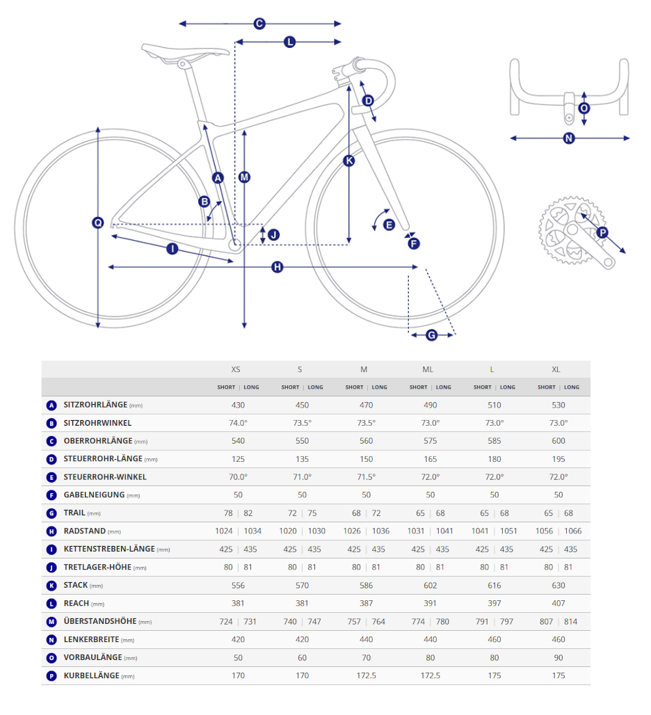 Geometriedaten in Tabellenform mit Legende - Giant Revolt Advanced PRO