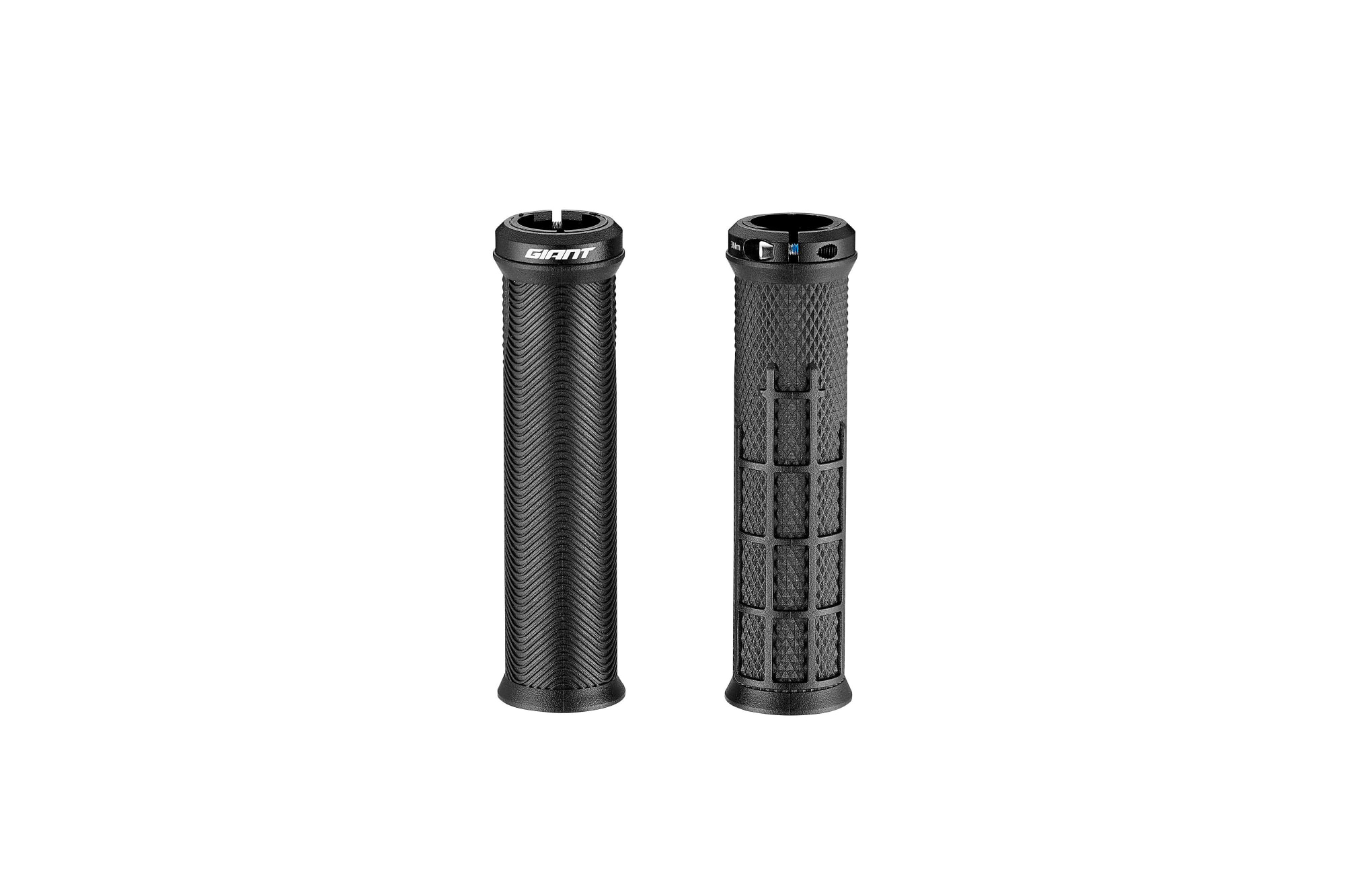 Giant Tactal Pro Single Lock-On Griffe in Schwarz – zwei Ansichten der MTB-Griffe mit griffiger Struktur, einseitiger Lock-On-Klemmung und Giant-Logo.