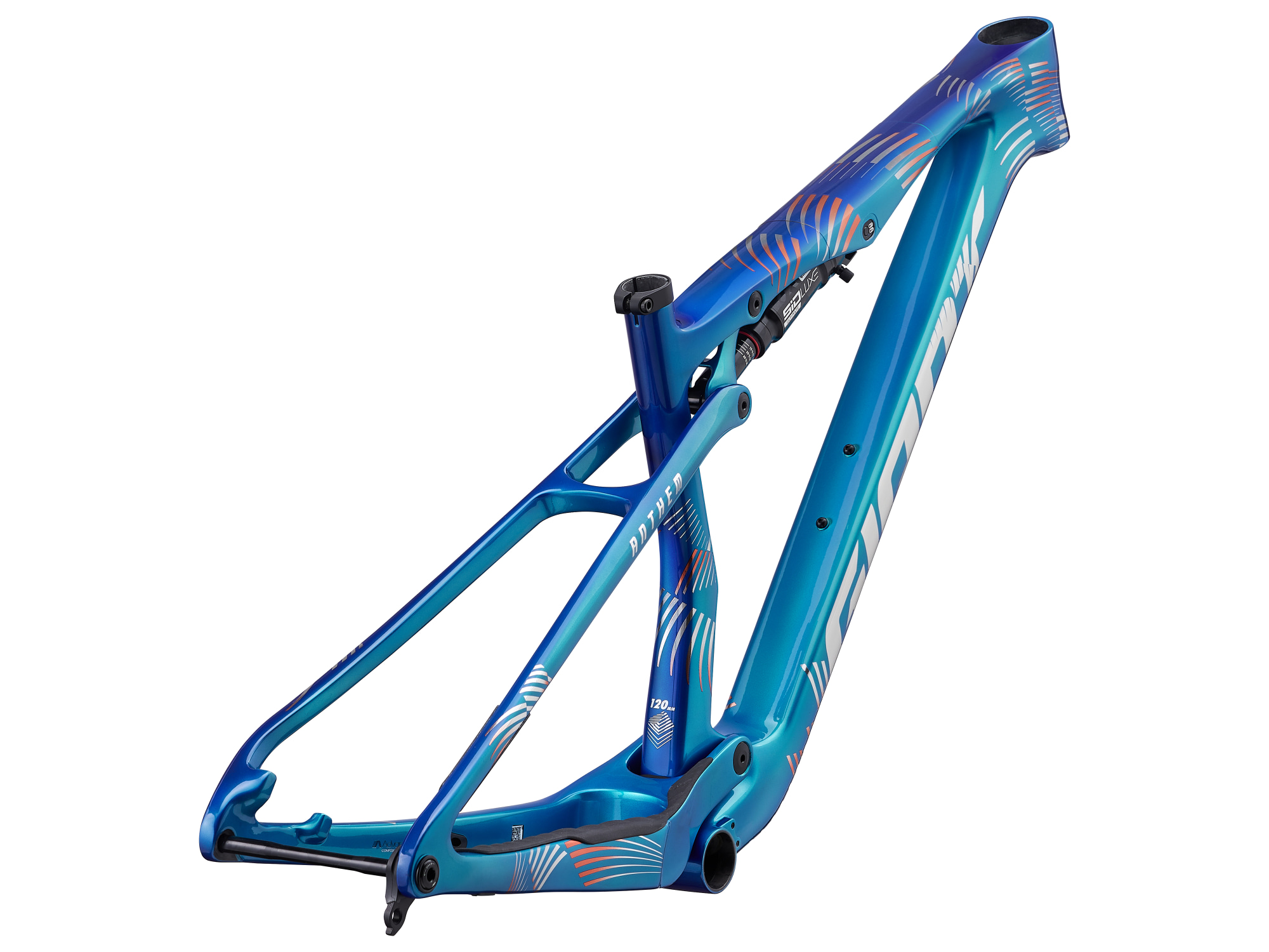 Giant Anthem Advanced SL Frameset in Electric Storm Blau mit Carbon-Hauptrahmen und Maestro-Hinterbau.