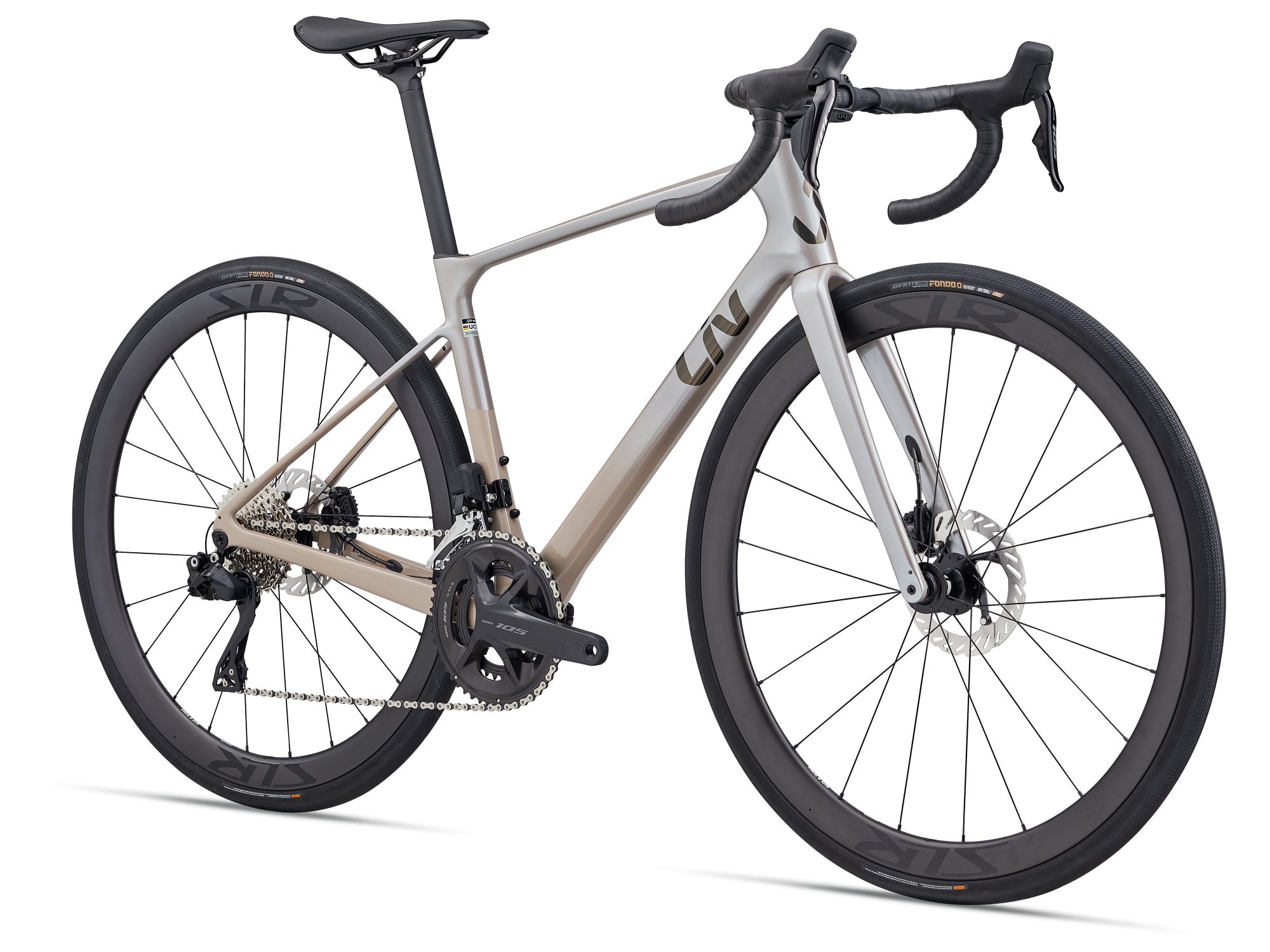 Vélo route endurance Liv Avail Advanced 0 en gris-beige, vue côté droit