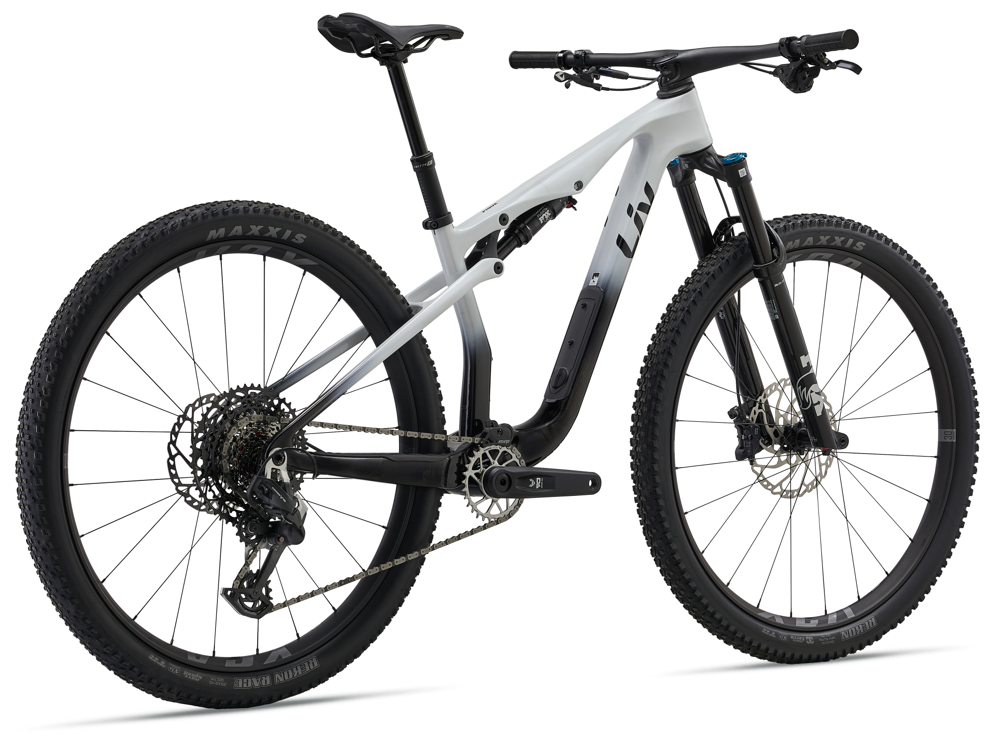 Liv Pique X Advanced SL 2 Mountainbike in Weiss mit Carbon-Rahmen und Vollfederung.