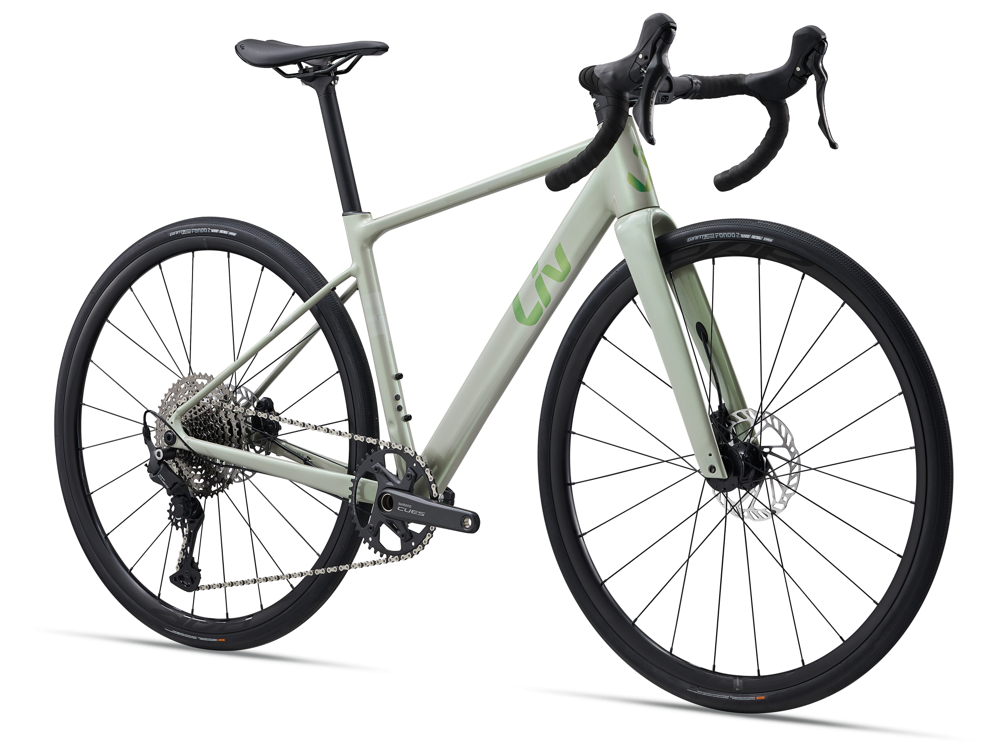 Liv Beliv AR 1 Gravelbike mit Rennlenker und BELIV AR Schriftzug in Frontansicht.