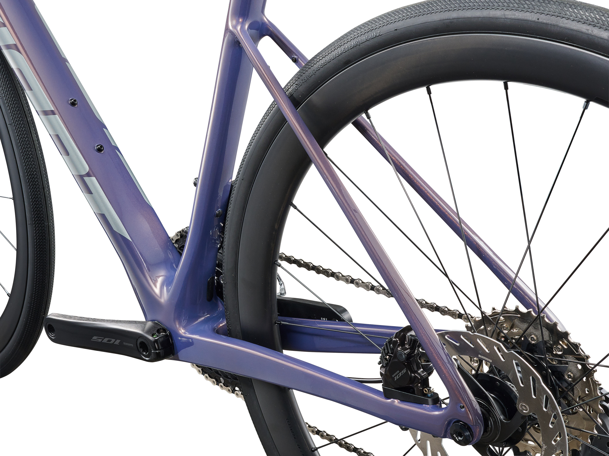Rennrad der Marke Giant, Modell Defy Advanced 0 in dunkelaltrose metallic, Detailansicht Hinterbau