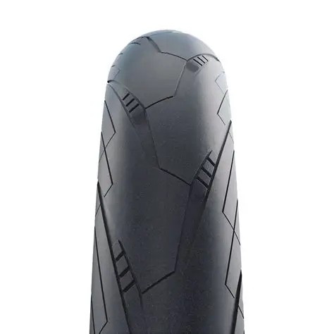 Ansicht auf das Profil des Reifens Schwalbe Super Moto. Das Profil ist glatt und erinnert an Motorsport