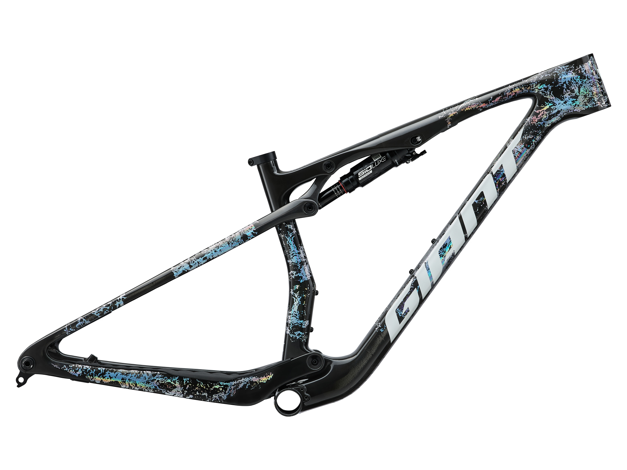 Giant Anthem Advanced SL Fully-Rahmen in Iris Drift mit markantem Oberrohr in Seitenansicht.