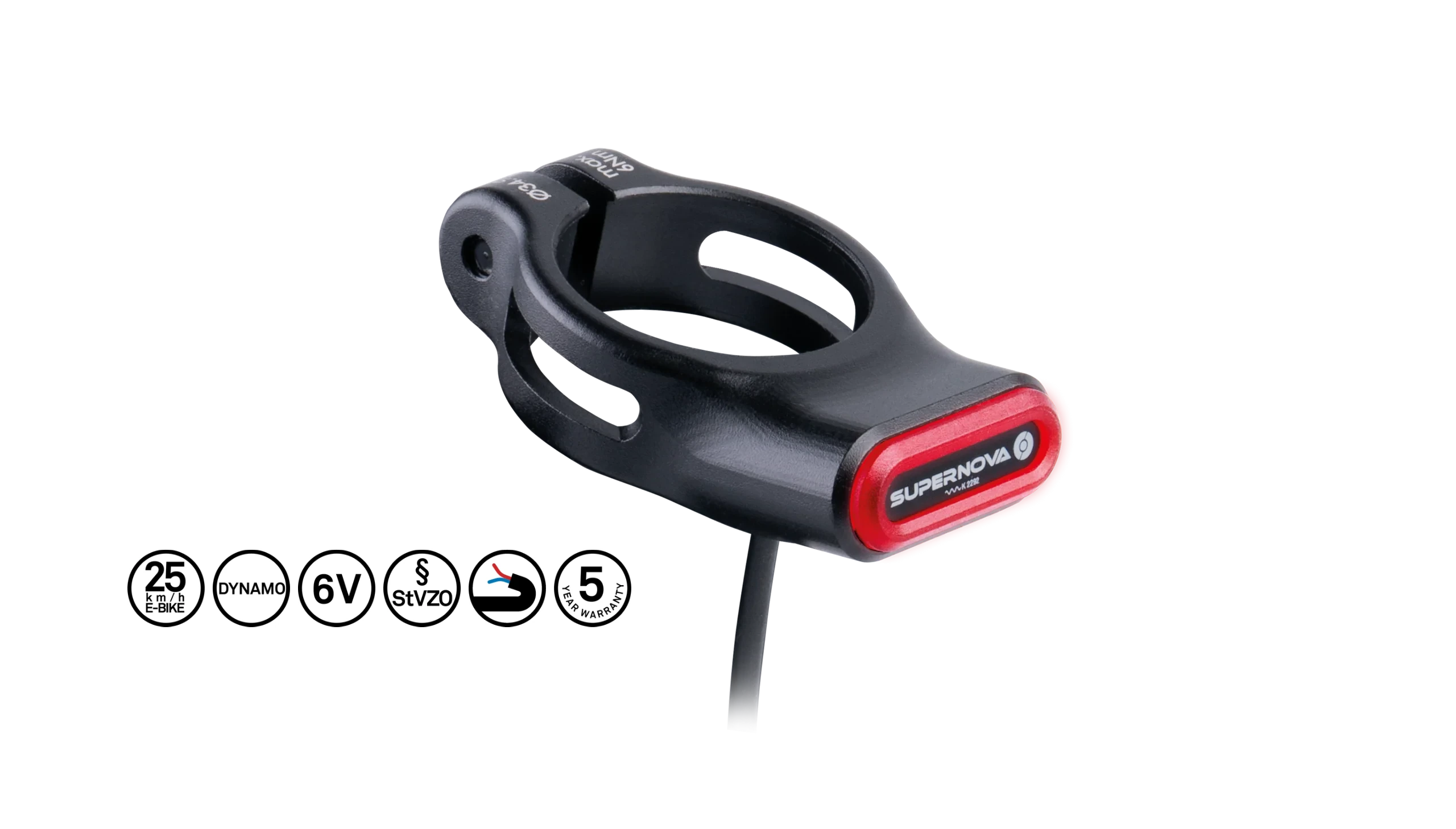 Feu arrière Supernova TL3 Mini 6V pour tige de selle