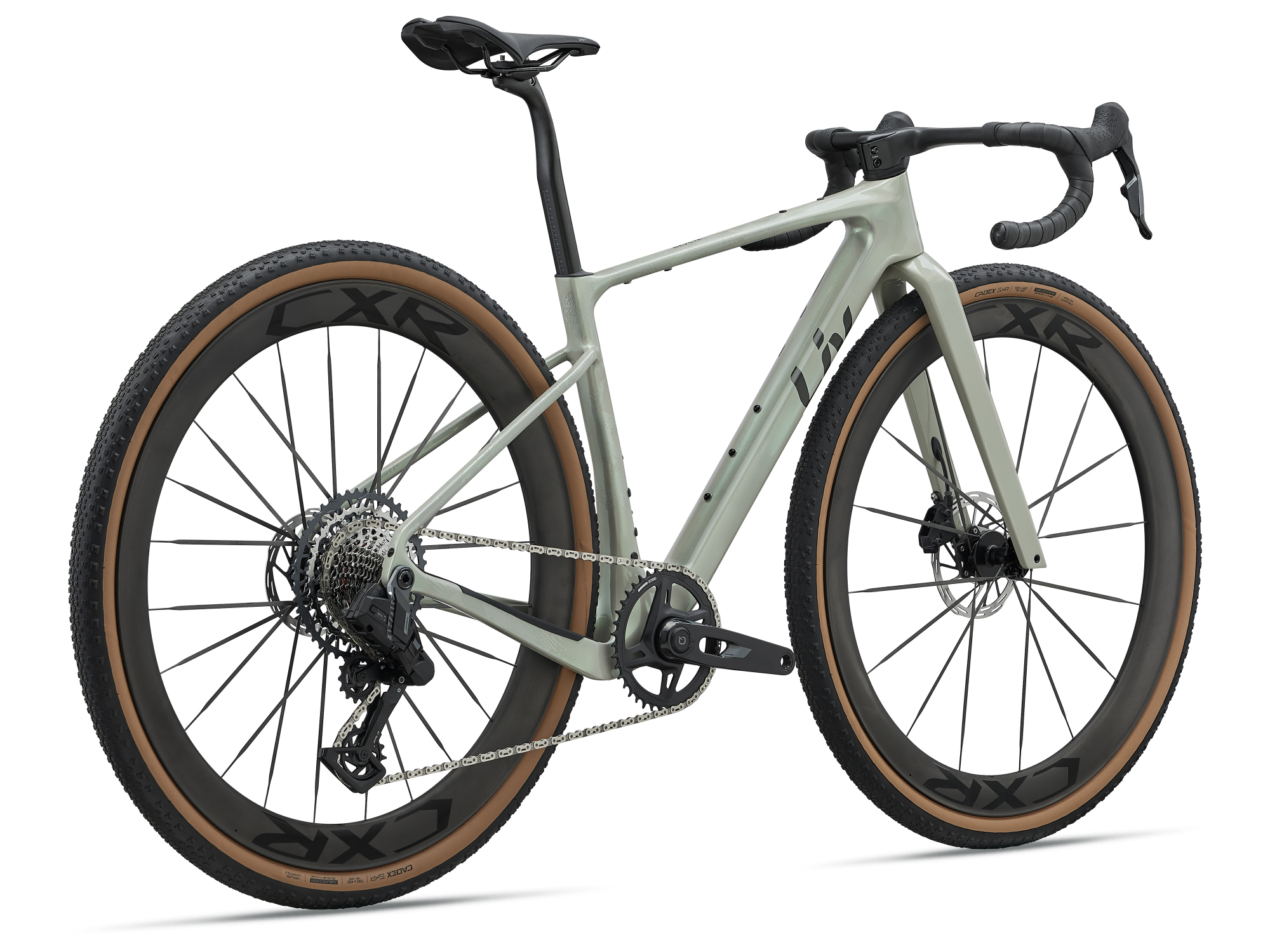 Liv Devote Advanced SL 2 Gravelbike in grün mit Carbonrahmen und sportlicher Geometrie schraeg