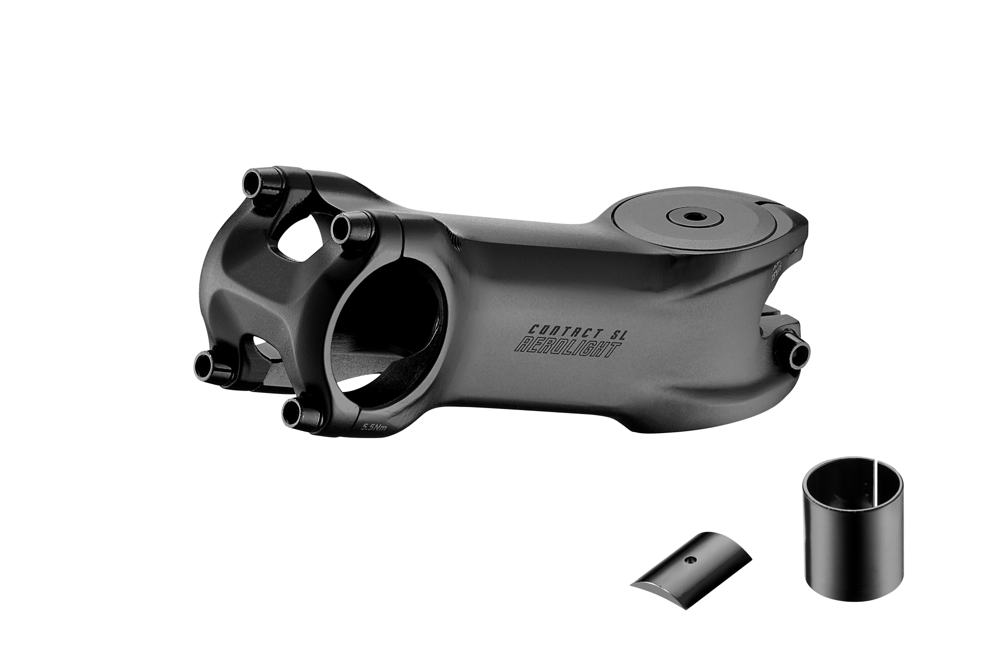 Giant Contact SL Aerolight Vorbau in Schwarz mit 15-Grad-Winkel und aerodynamischer Form.