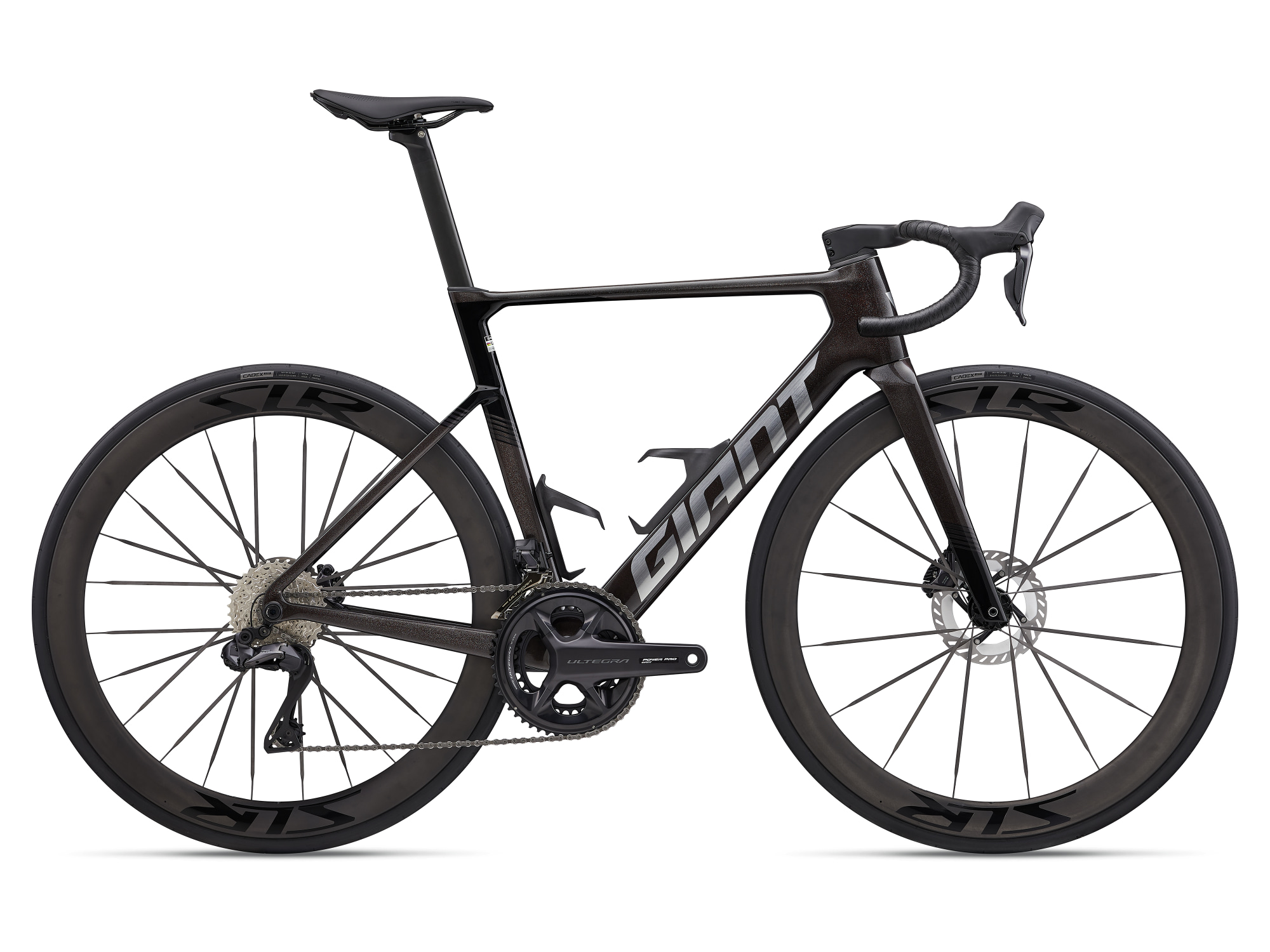 Vélo route aéro carbone Giant Propel Advanced Pro 0 Di2 en noir (Obsidian Pulse), vue côté transmission (droit)
